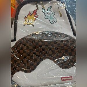 White Hoodie with Brown Checkered Pattern